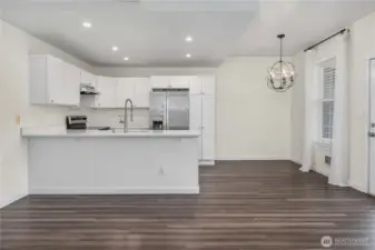 Open living room, dinning room, and kitchen