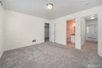 Upstairs bedroom with private bathroom and walkin closet