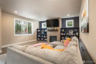 It is game time or movie night, this is the perfect space