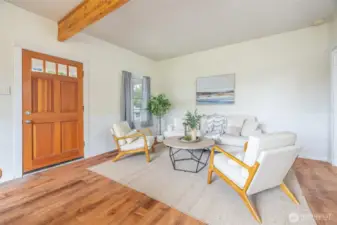 Wainscotting throughout living area adds nice character