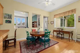 The kitchen is large enough to provide space for your kitchen table.  This home's 2700 square feet really provides the opportunity to downsize without any kind of compromise.