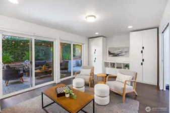 Sliding doors to your private outdoor space.