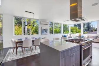 Be part of the conversation while entertaining in this open entertainment area