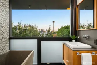 From here, even secondary bathrooms hold commanding views — a reminder that this home never compromises.