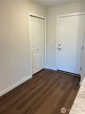 Entry closet pictured on left of main door. The main entrance to your suite has peep hole and dead bolt.