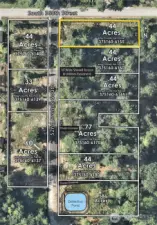 Aerial Map of Subject Property and surrounding lots available in a new South King County Project, Whispering Woods Estates.