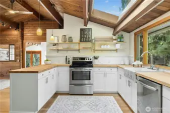 The spacious and updated kitchen.