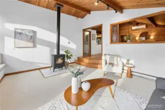 The main living room. All of the carpet in the home is brand new.