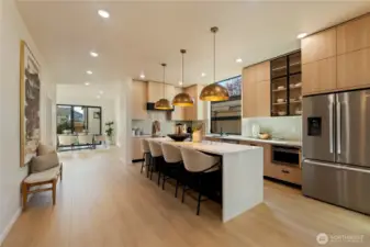 Kitchen on the main level with waterfall island