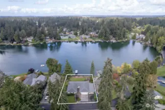 Home sits overlooking the north side of the lake.