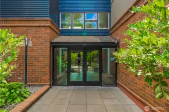 Vibrant front entrance invites you into the lobby.