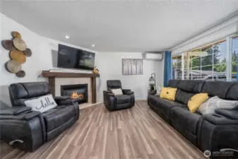 Recessed lighting over the fireplace