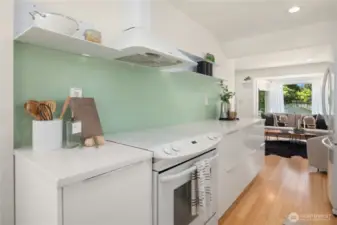This euro style kitchen features pull-out drawers with more internal drawers just inside.