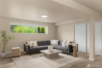 A quiet getaway family room on the lower level