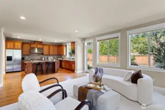 Kitchen and family room