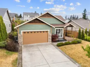 Aerial view of the front of the home