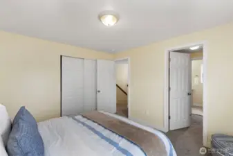 Looking toward the attached bathroom from the primary bedroom.