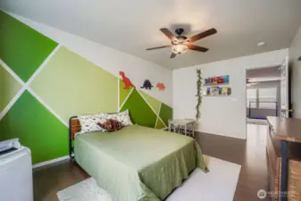 Spacious upstairs bedroom with walk in closet