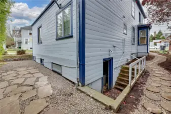 Standing height basement under back half of building.