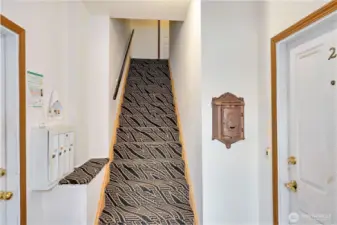 Stairs up to the upper units.