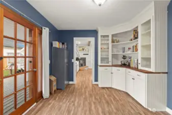 Formal dining room with custom cabinetry.