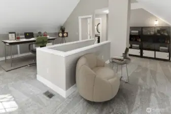 Virtually staged. Upstairs office space.