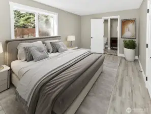 Virtually staged. Basement bedroom with en suite bathroom