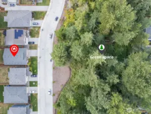 A smaller neighborhood with welcoming green space.