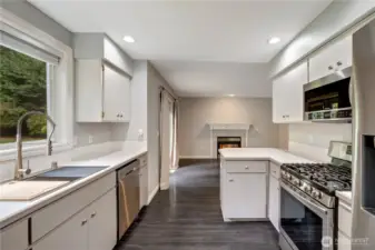 Stainless appliances including gas range and refrigerator