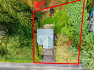 Aerial of spacious lot