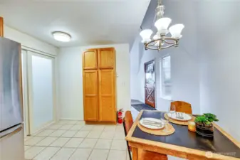 Large pantry behind the frosted glass doors.