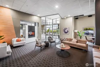 Lots of common areas. Lounge area with comfortable furniture and gas fireplace