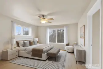 2nd primary bedroom virtually staged.