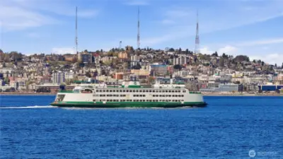 Ferry crossing Puget Sound (close-up shot), something you'll enjoy viewing every day!