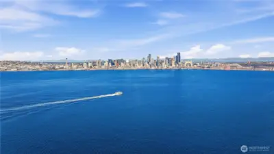 An aerial shot from the drone of the picturesque city skyline from West Seattle to downtown Seattle!