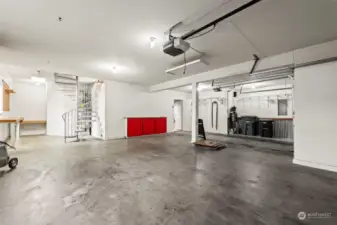 Oversized garage and staircase to the bonus room