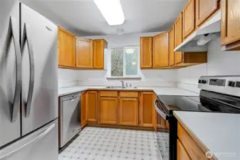 Appliances stay, new range.