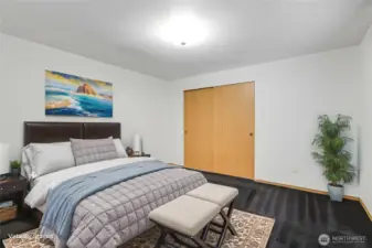 Virtually staged bedroom.