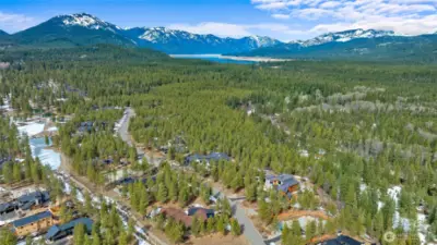 Aerial view of site and neighborhood