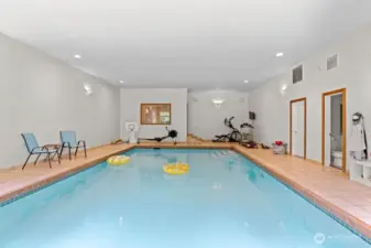 The indoor swimming pool.