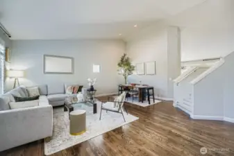Bright & Elegant front living room with vaulted ceilings
