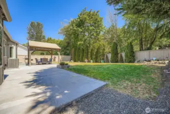 Fully fenced private backyard with sprinkler system