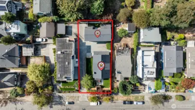 Aerial view showing 2 homes on 1 parcel