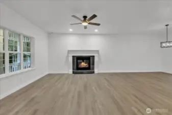 Cozy gas fireplace  welcomes you in.