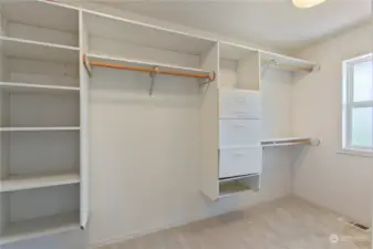 The camera could only capture a small portion of this closet with built ins.