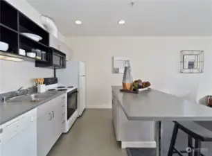 Kitchen with eating bar.