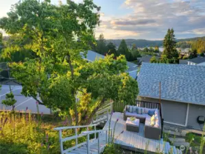 Beautiful sunsets grace the PNW sky & there are many wonderful sitting areas throughout the property to relax.