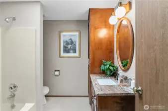 Bathroom with tub.