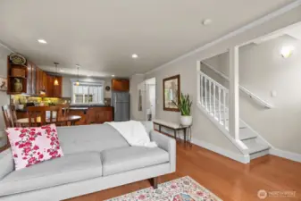 Generous main floor layout easily accommodates separate dining and living spaces.