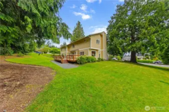 Parklike backyard for outdoor enjoyment and entertainment.